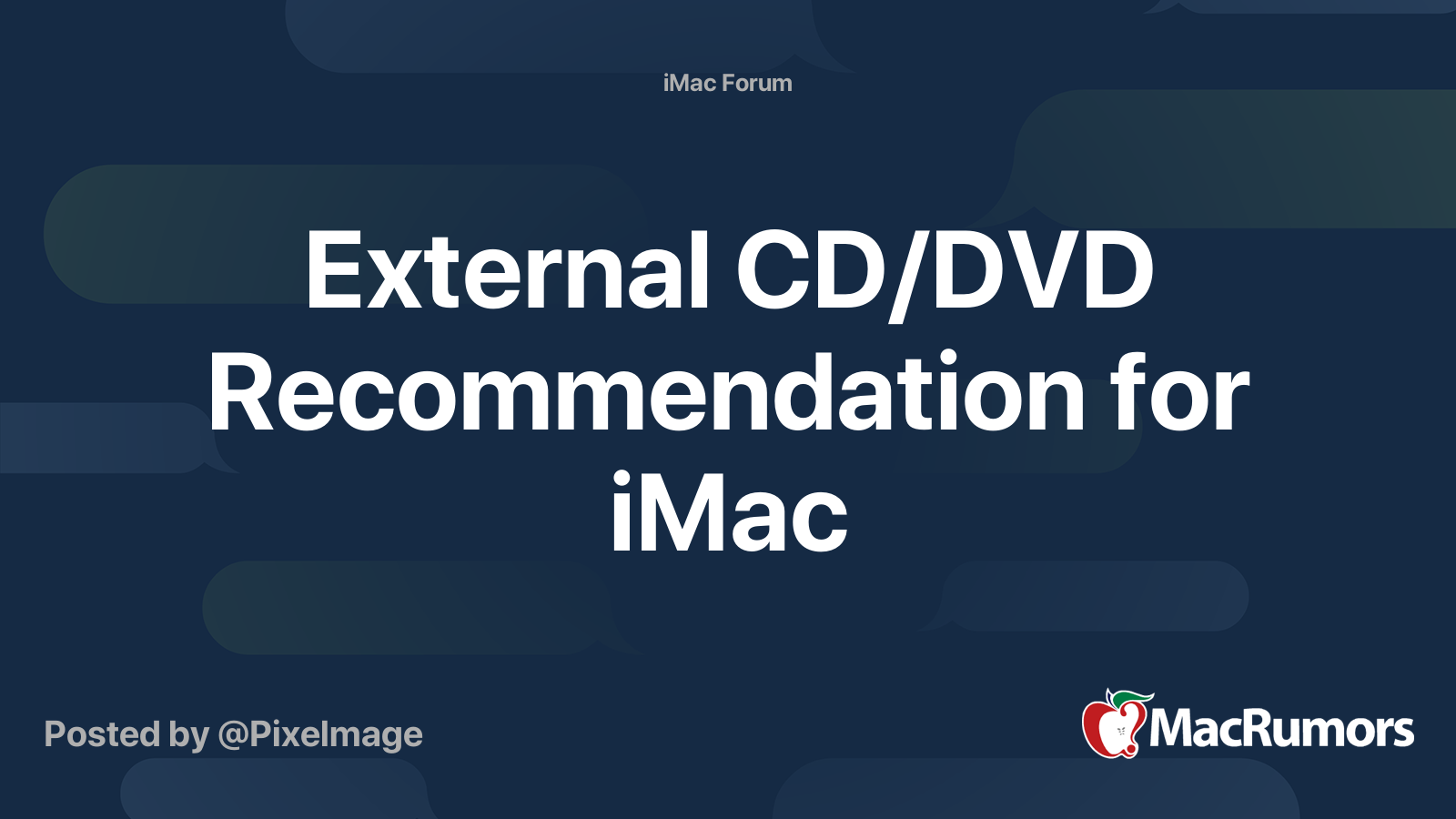 Nogen Inspektion Gym External CD/DVD Recommendation for iMac | MacRumors Forums