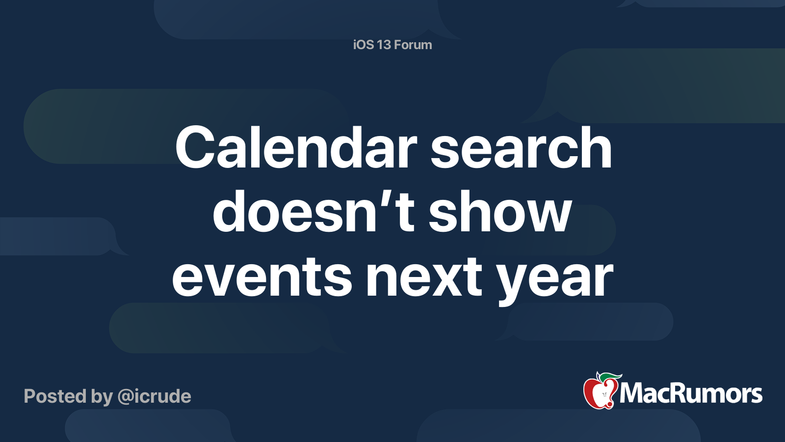 Calendar search doesn’t show events next year MacRumors Forums