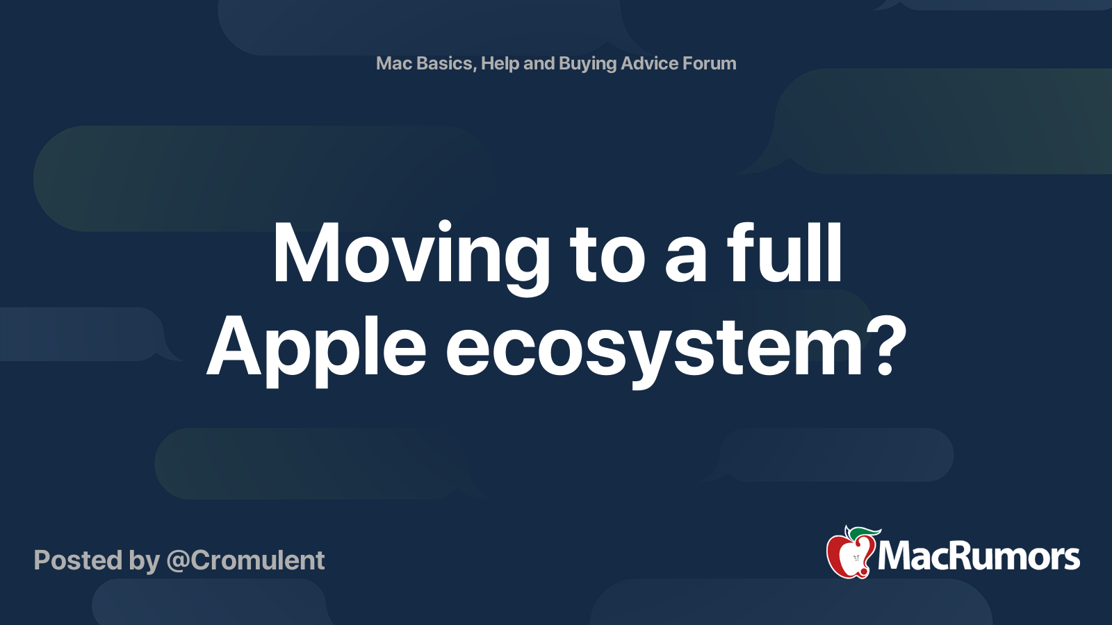 Moving to a full Apple ecosystem? | MacRumors Forums