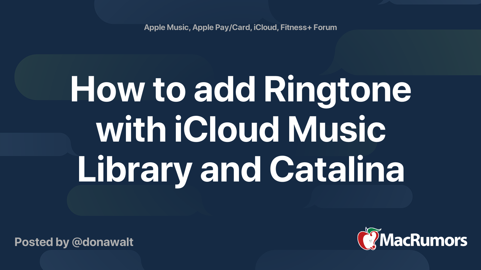 How To Add Ringtone With ICloud Music Library And Catalina MacRumors Forums