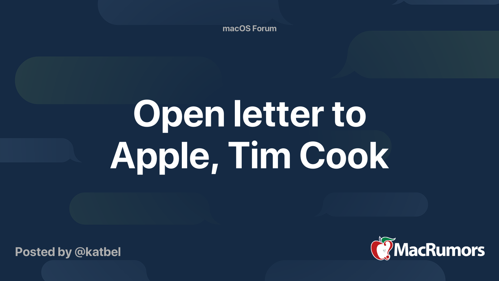 Open letter to Apple, Tim Cook | MacRumors Forums