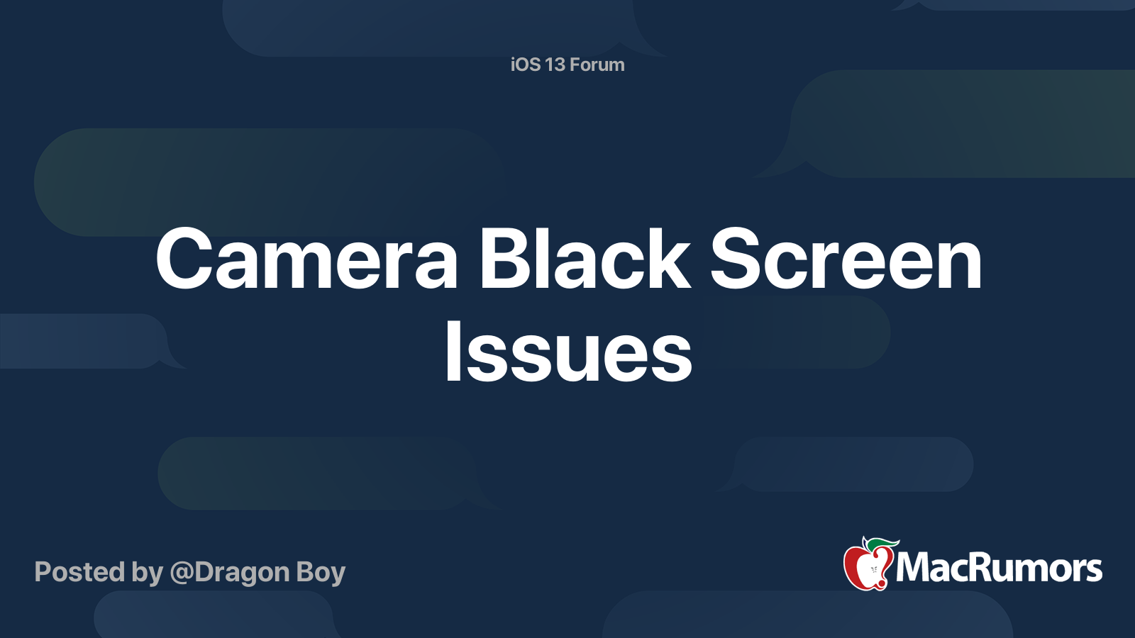 Camera Black Screen Issues MacRumors Forums