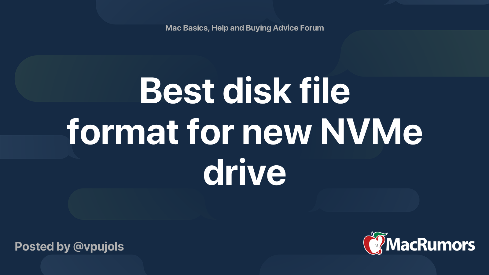Best disk file format for new NVMe drive MacRumors Forums