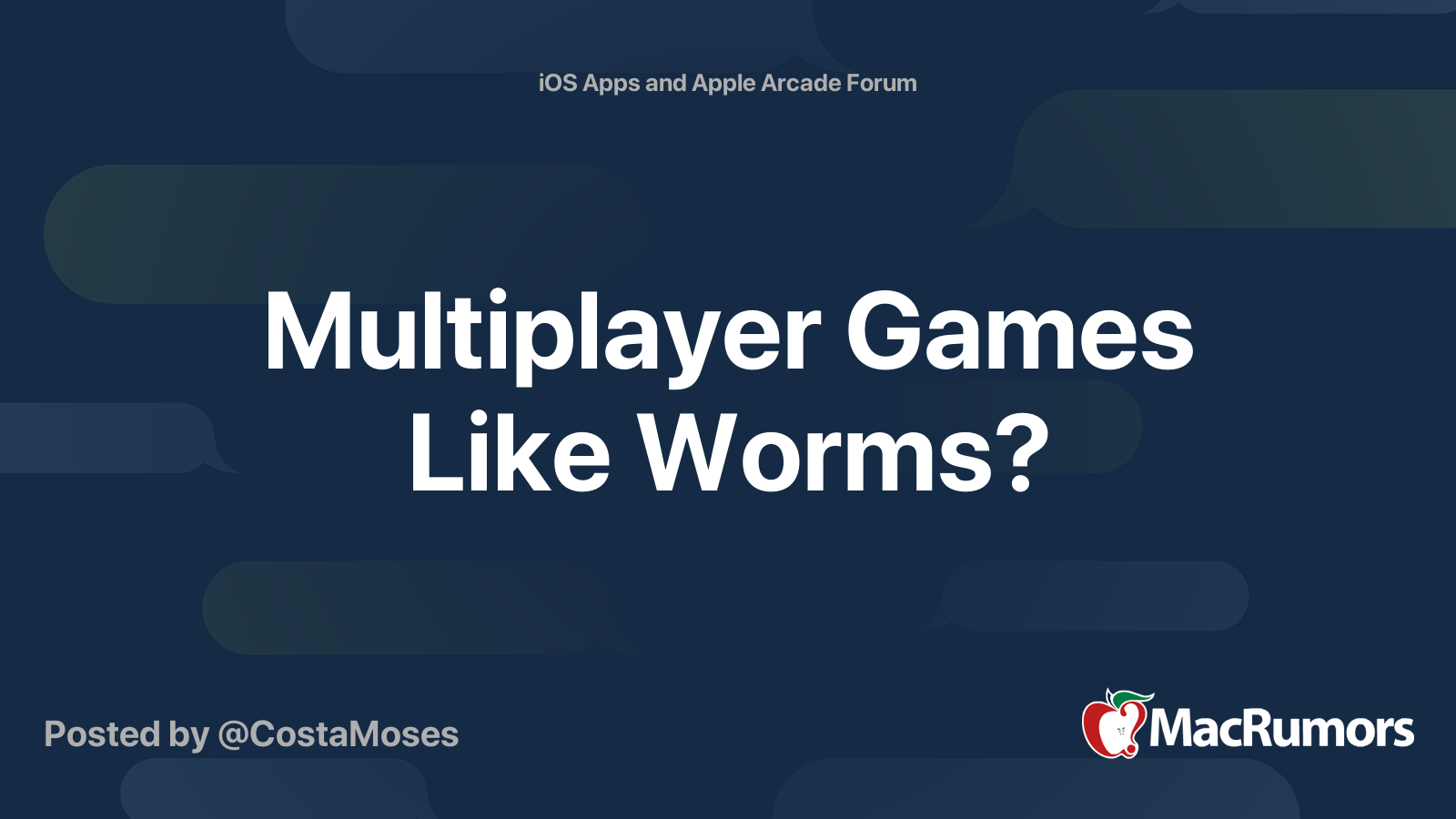 Multiplayer Games Like Worms? | MacRumors Forums