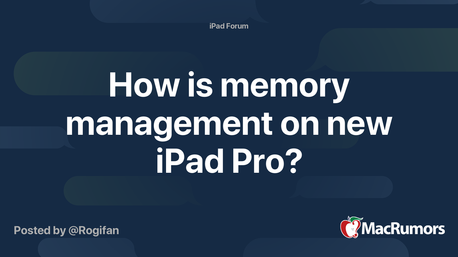 How is memory management on new iPad Pro? MacRumors Forums