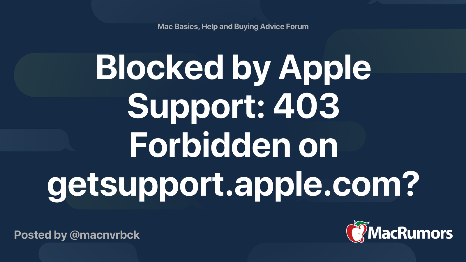 403 Forbidden Error Page - Apple Community