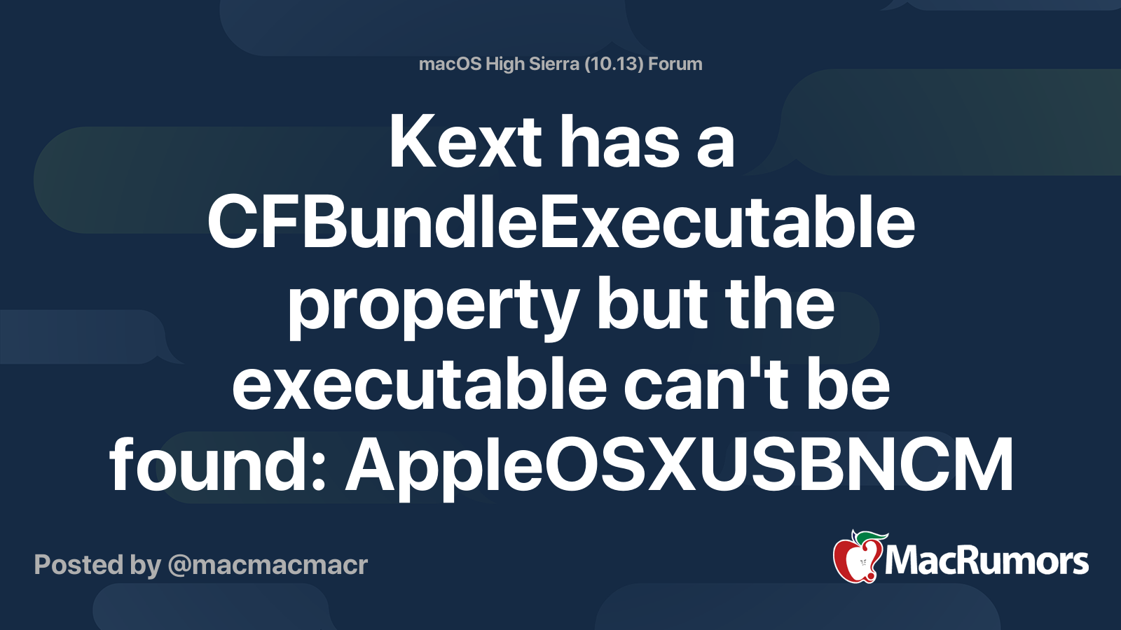 Kext has a CFBundleExecutable property but the executable can't be ...