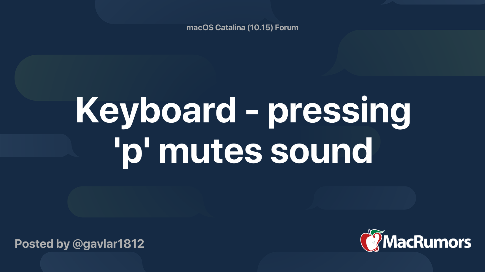 Keyboard pressing 'p' mutes sound MacRumors Forums