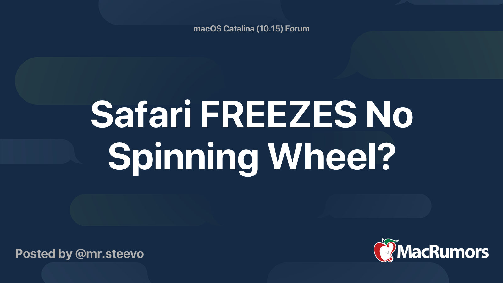 Safari FREEZES No Spinning Wheel? MacRumors Forums