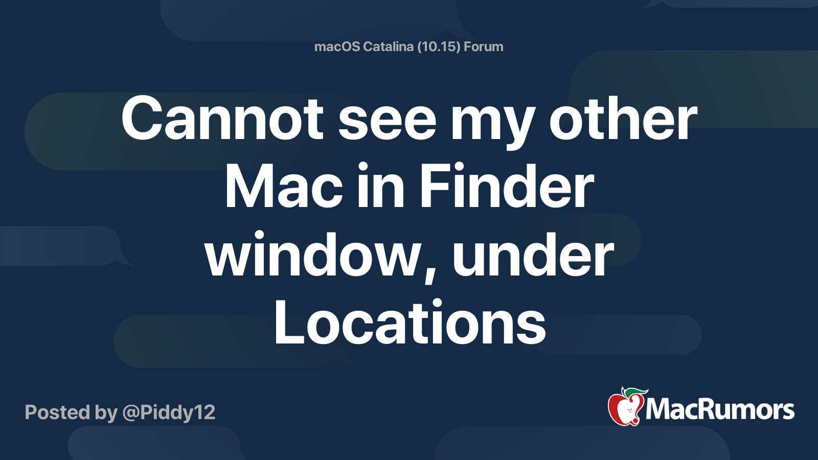 Cannot see my other Mac in Finder window, under Locations | MacRumors ...