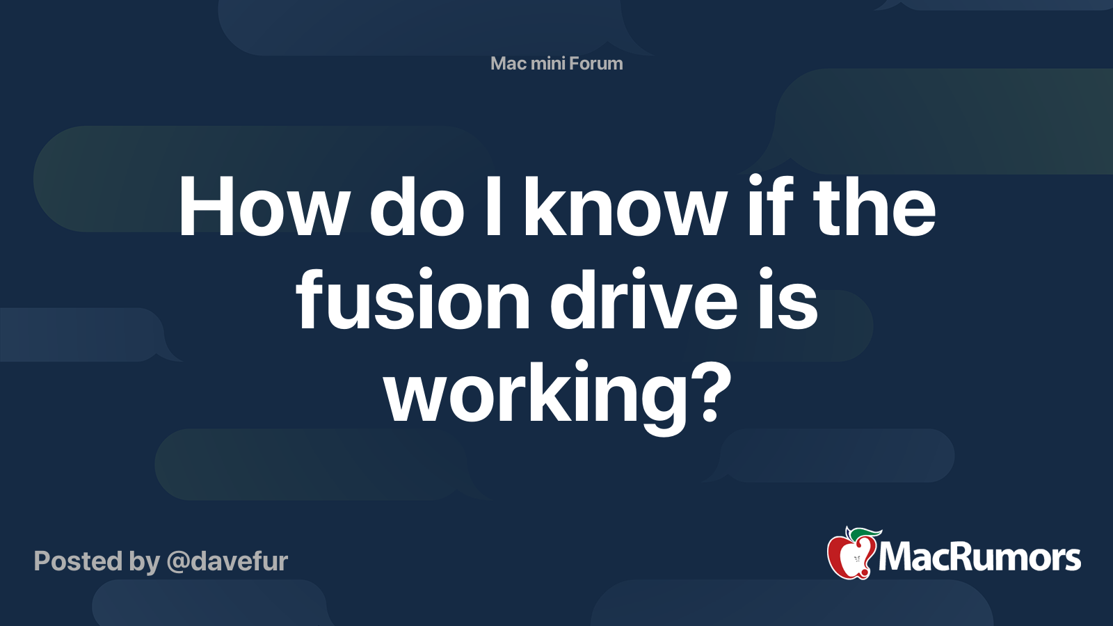 How do I know if the fusion drive is working? MacRumors Forums