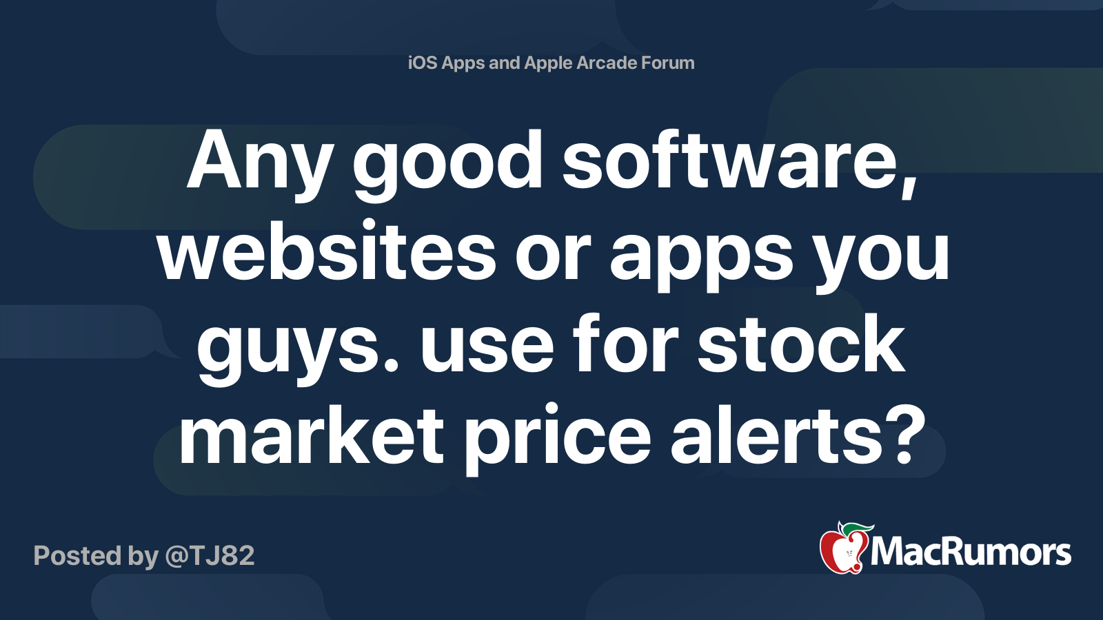 Any Good Software Websites Or Apps You Guys Use For Stock Market Price Alerts Macrumors Forums