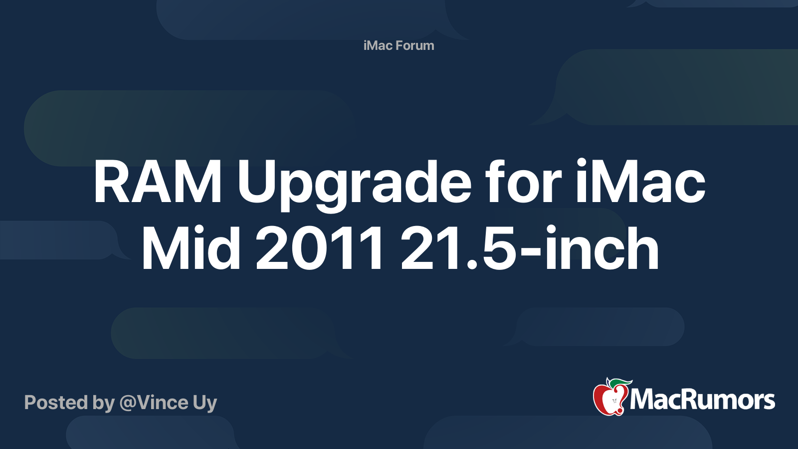 Kamel lysere fejl RAM Upgrade for iMac Mid 2011 21.5-inch | MacRumors Forums