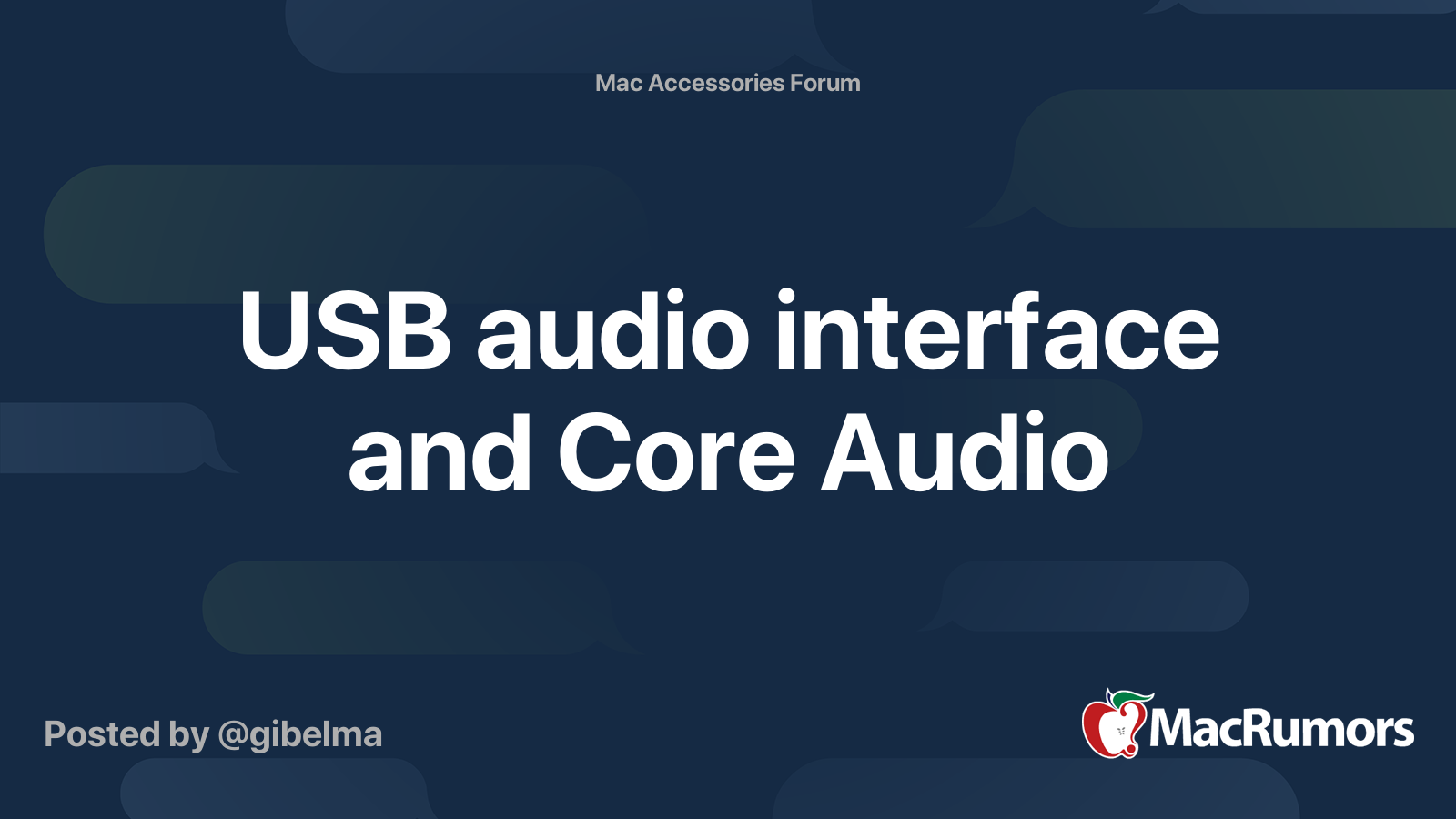 USB audio interface and Core Audio MacRumors Forums