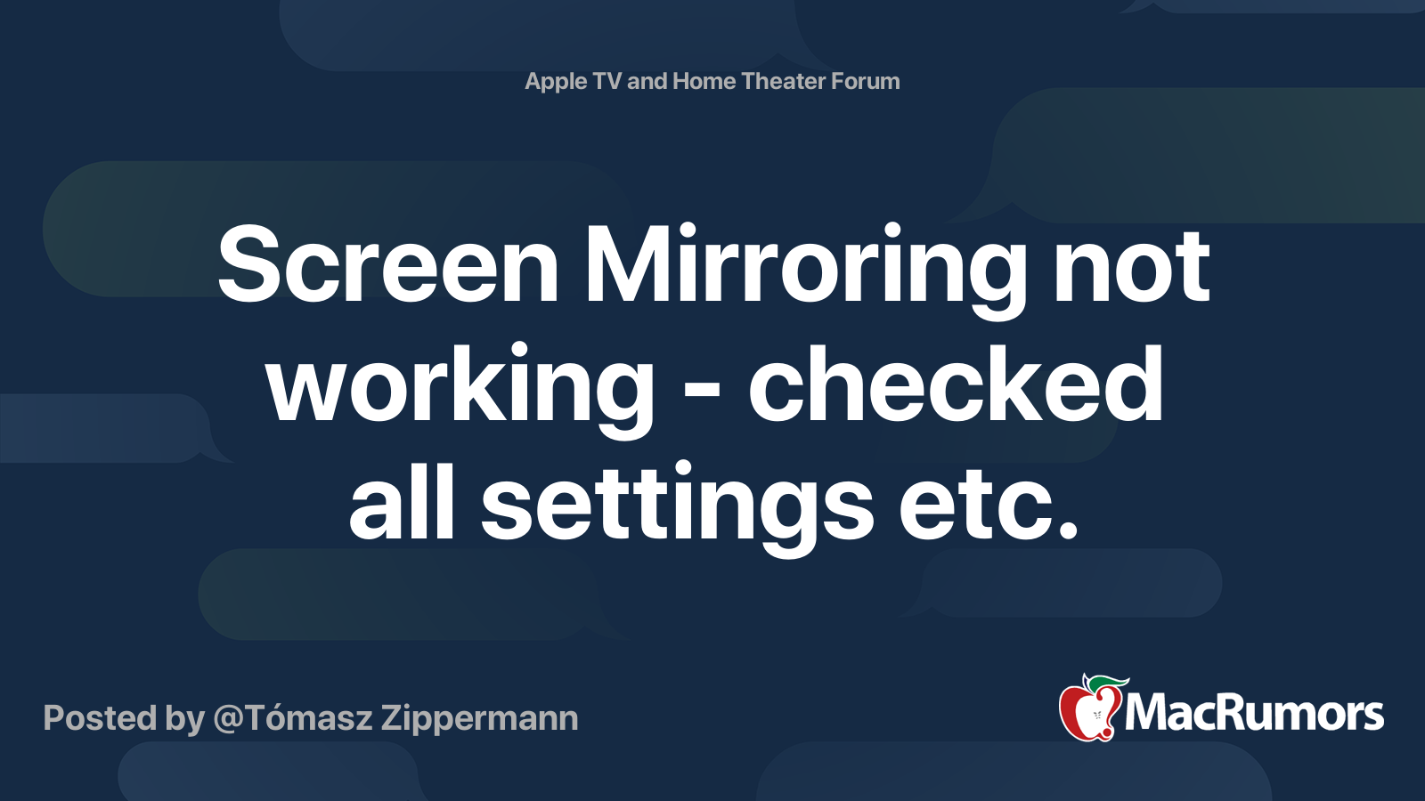 Screen Mirroring not working - checked all settings etc. | MacRumors Forums