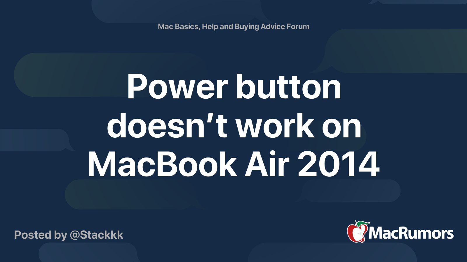 Power button doesn’t work on MacBook Air 2014 MacRumors Forums
