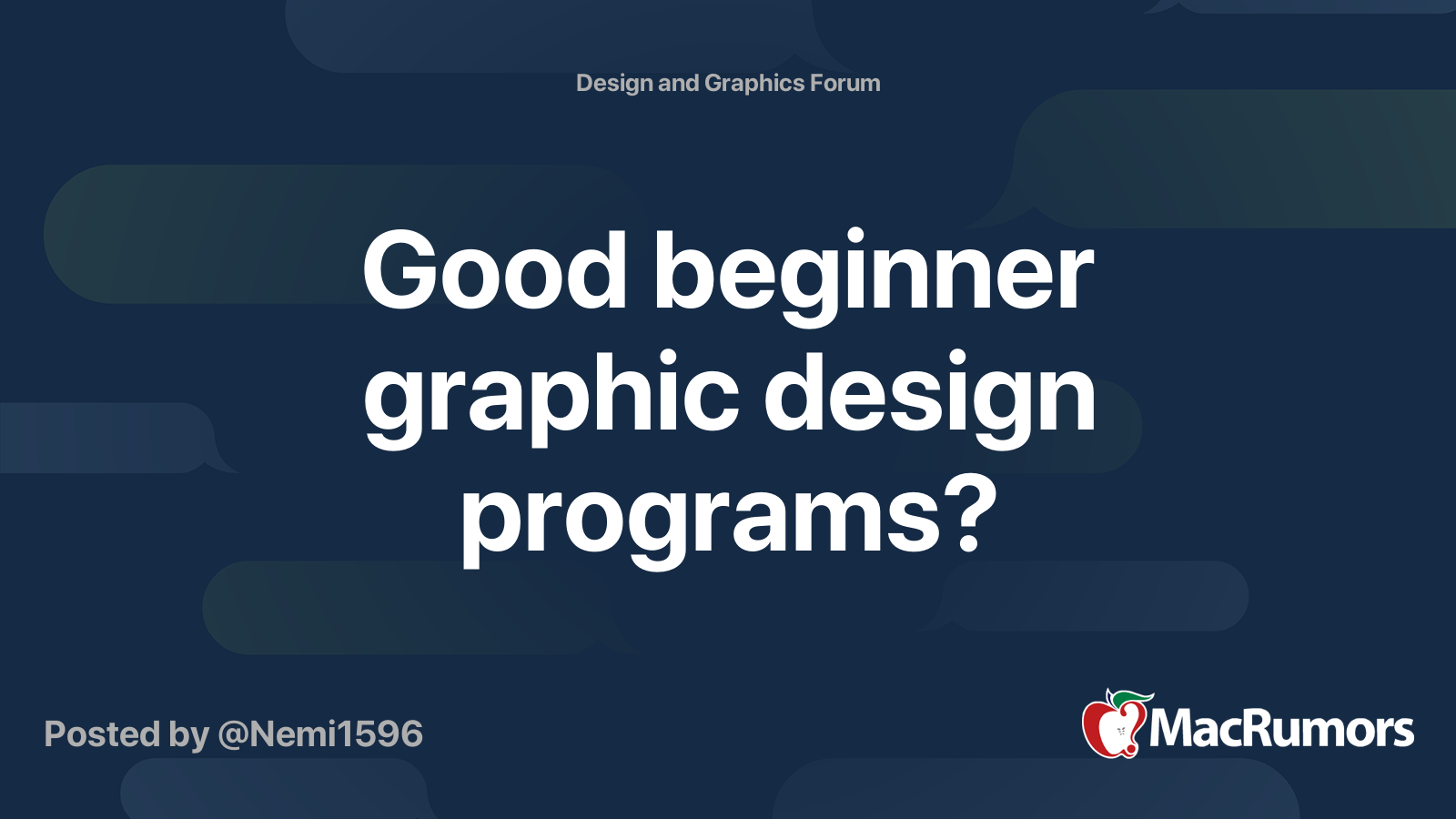 Good beginner graphic design programs? | MacRumors Forums