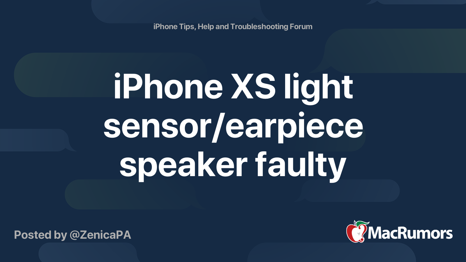Iphone Xs Light Sensor Earpiece Speaker Faulty Macrumors Forums