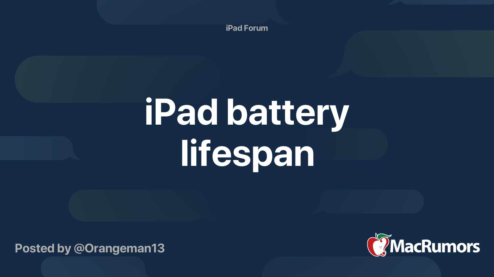 iPad battery lifespan MacRumors Forums