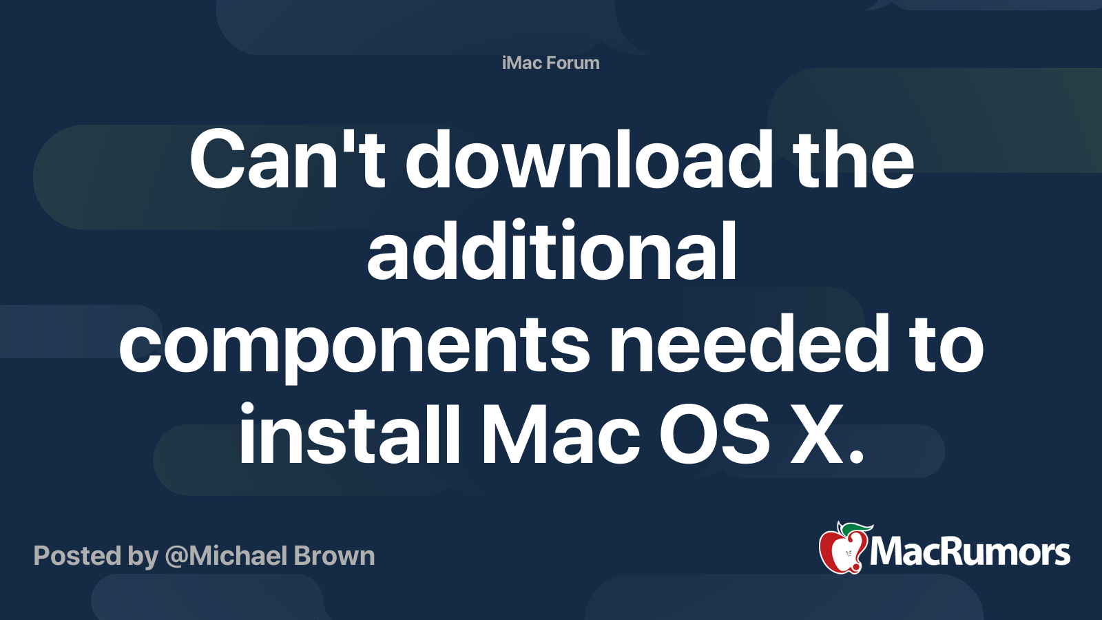 cant download additional components to install mac os x