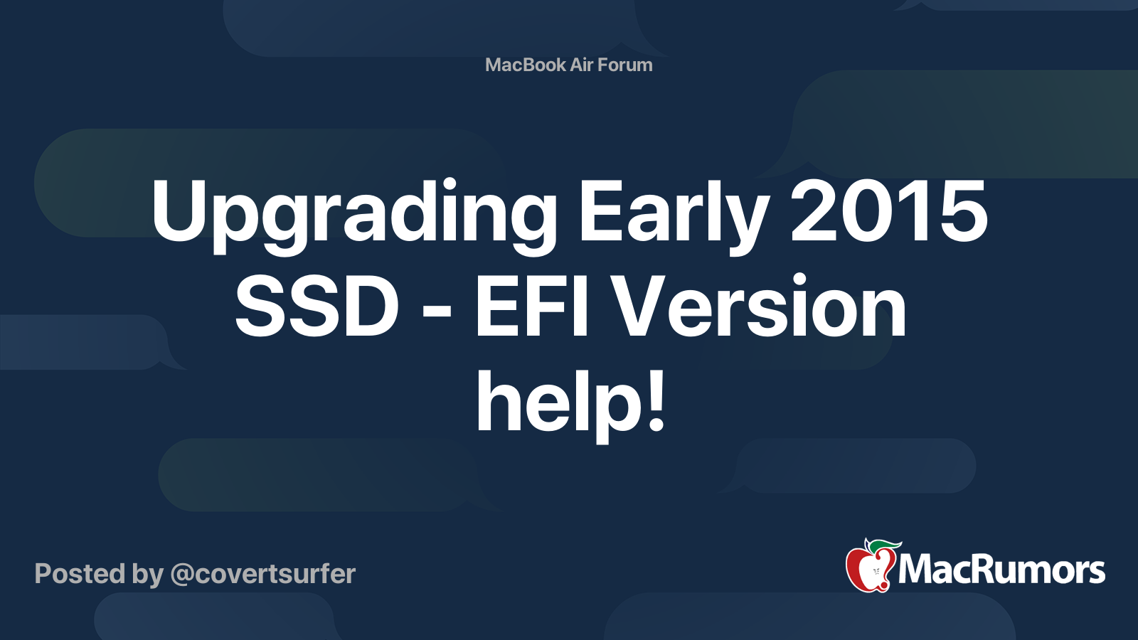 Upgrading Early 2015 SSD EFI Version Help MacRumors Forums