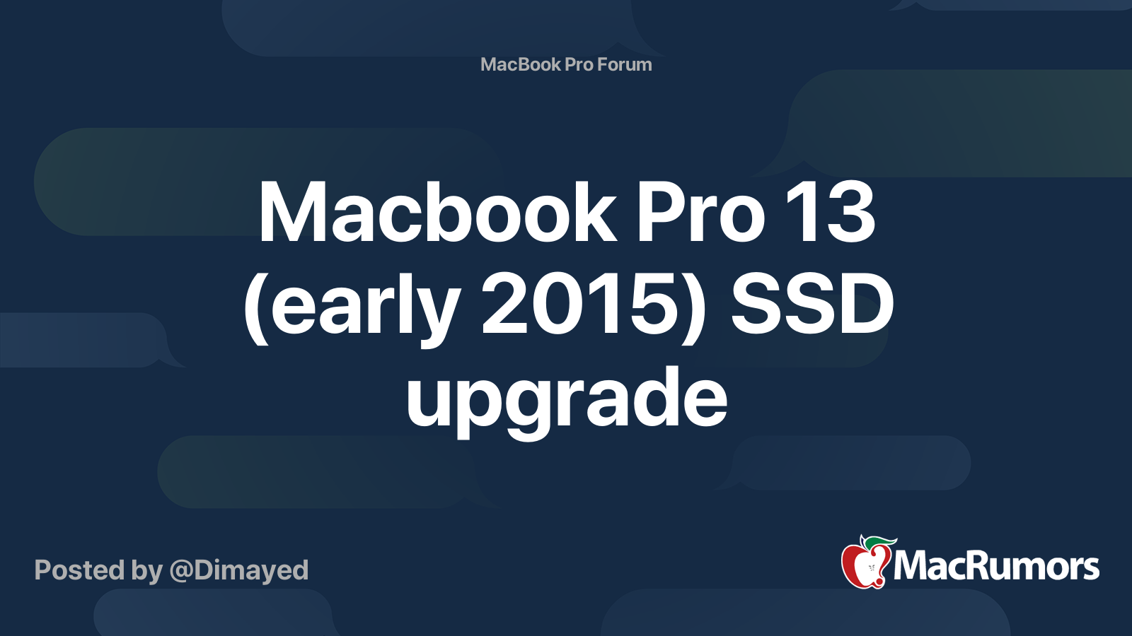 Macbook Pro 13 (early 2015) SSD upgrade | MacRumors Forums