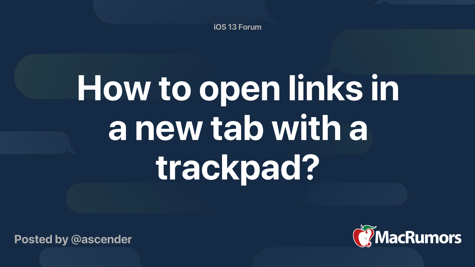 How to open links in a new tab with a trackpad? MacRumors Forums