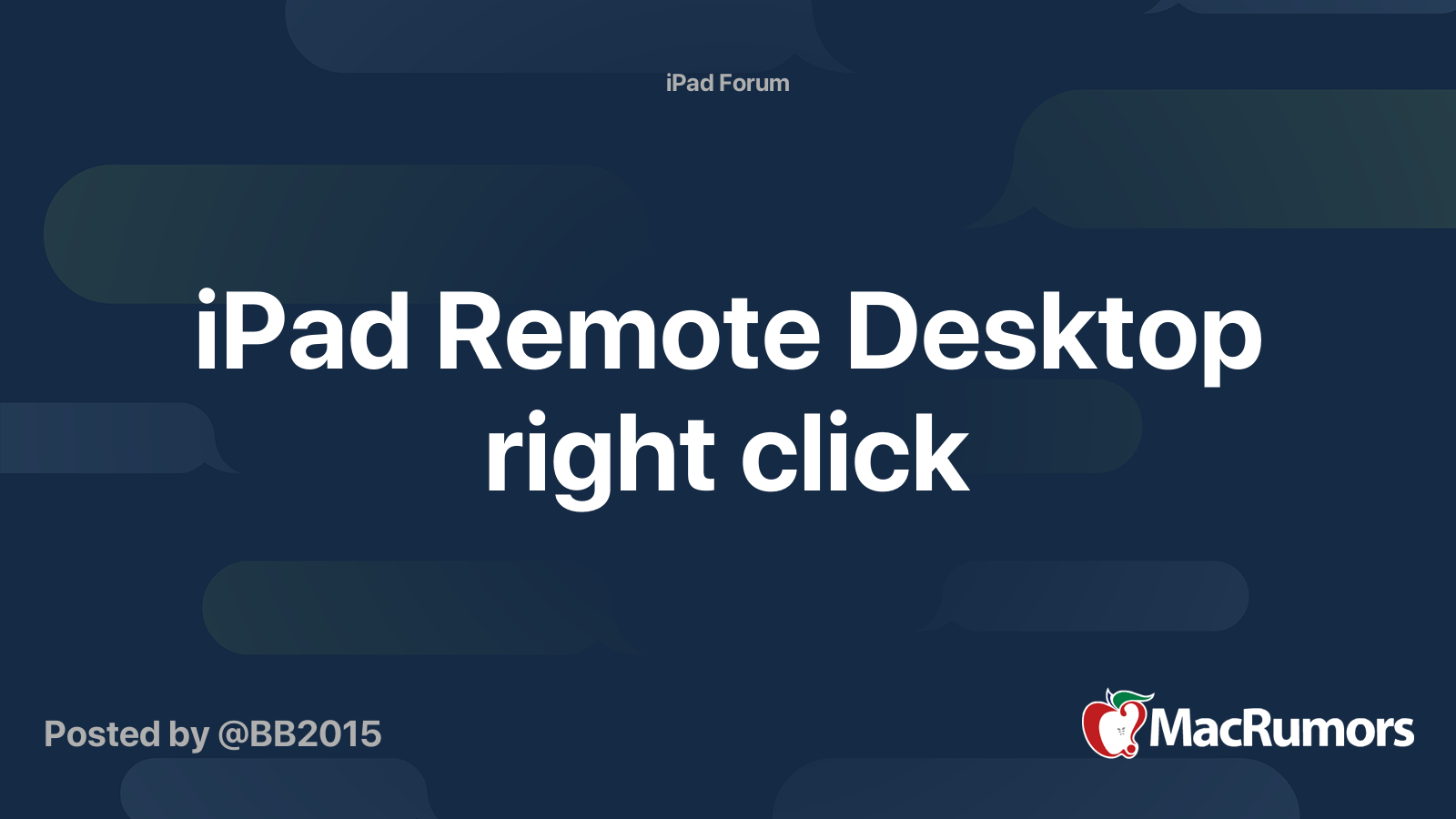iPad Remote Desktop right click | MacRumors Forums