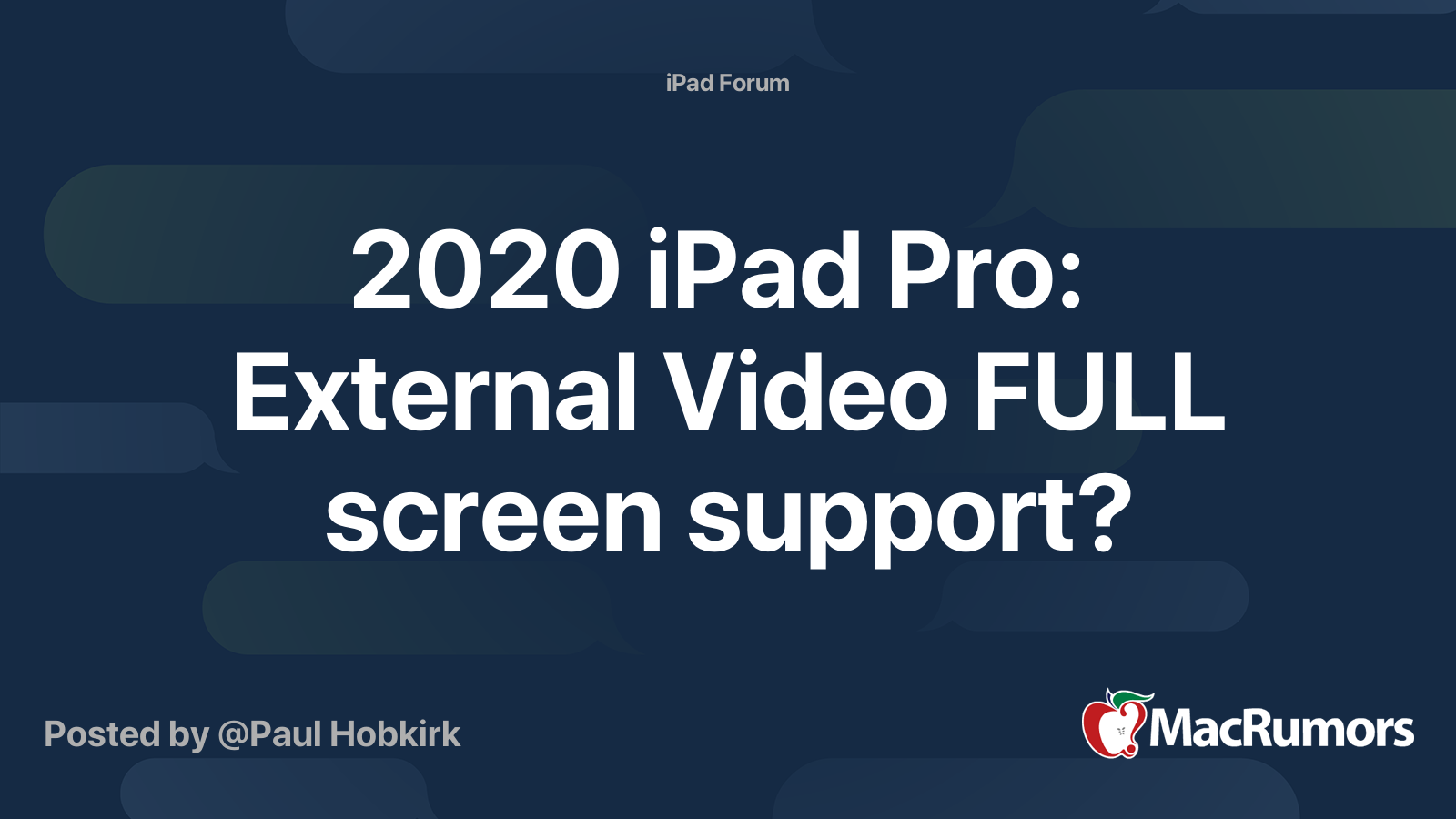 2020 Ipad Pro External Video Full Screen Support Macrumors Forums