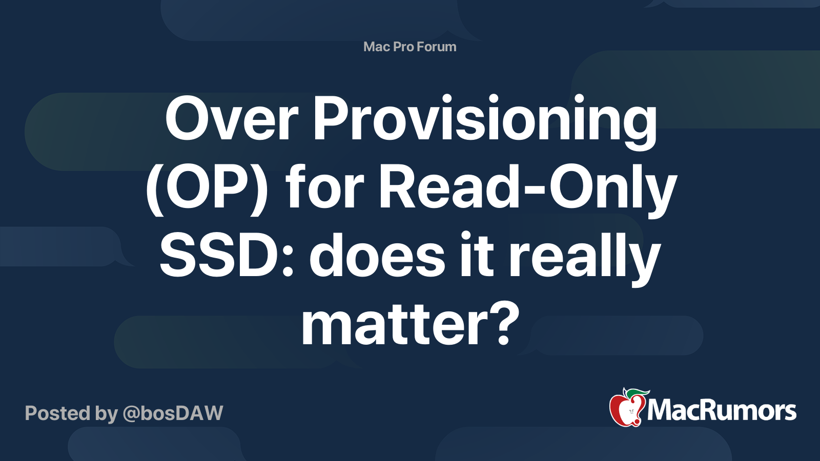 Over Provisioning (OP) for SSD: does matter? MacRumors Forums