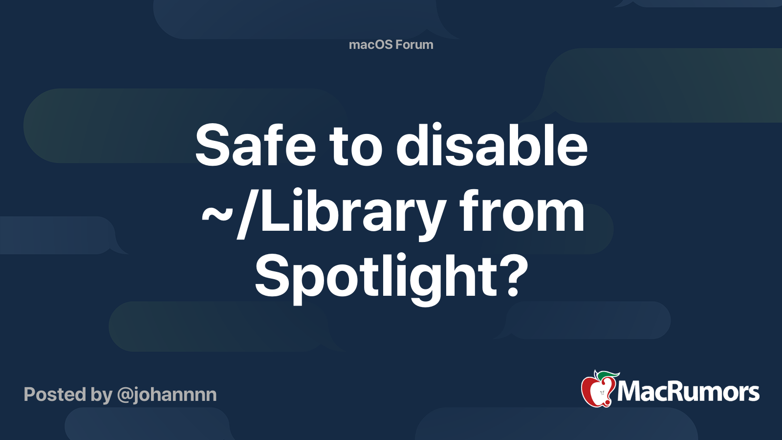 Safe to disable ~/Library from Spotlight? | MacRumors Forums