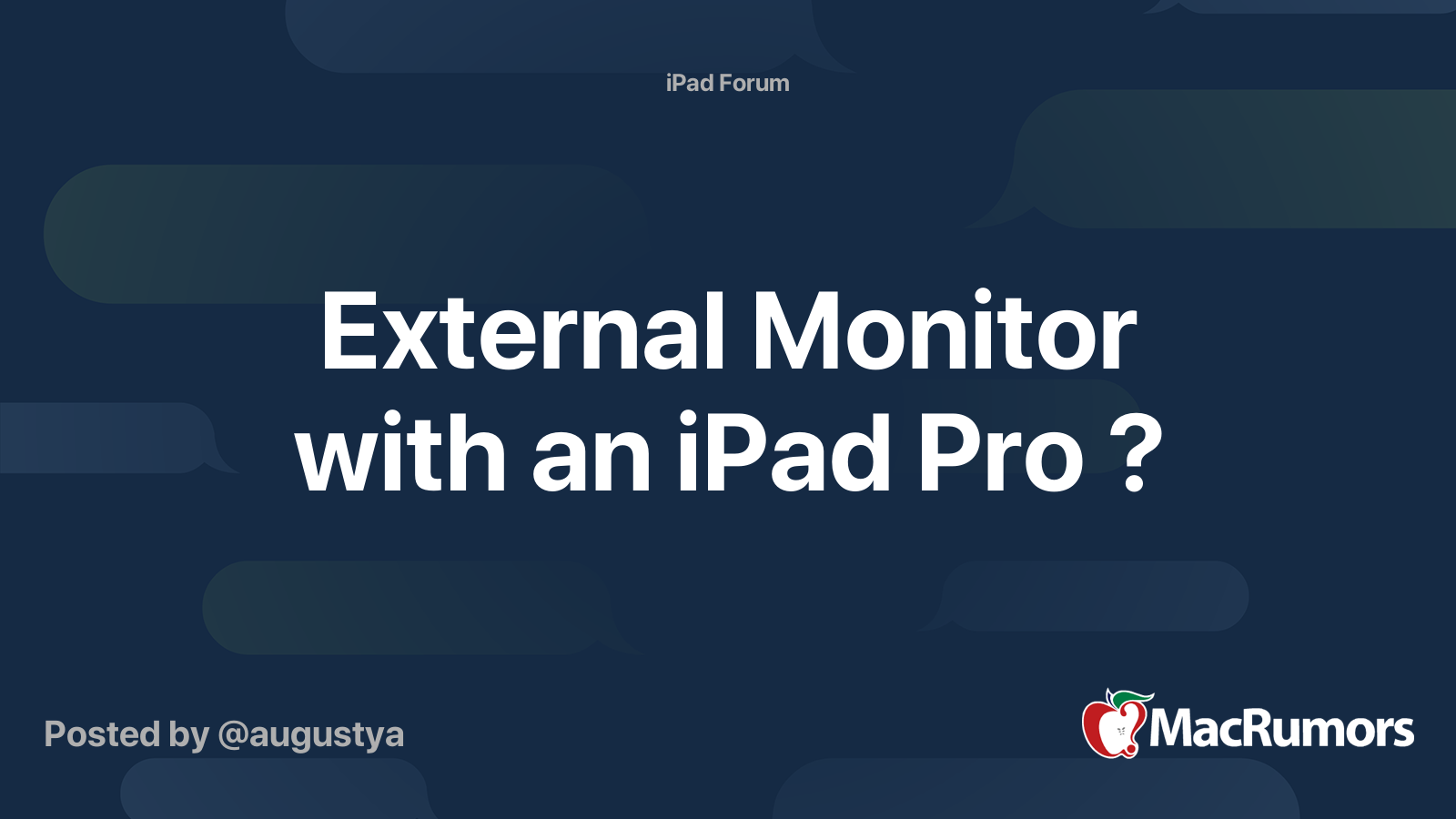 External Monitor With An Ipad Pro Macrumors Forums