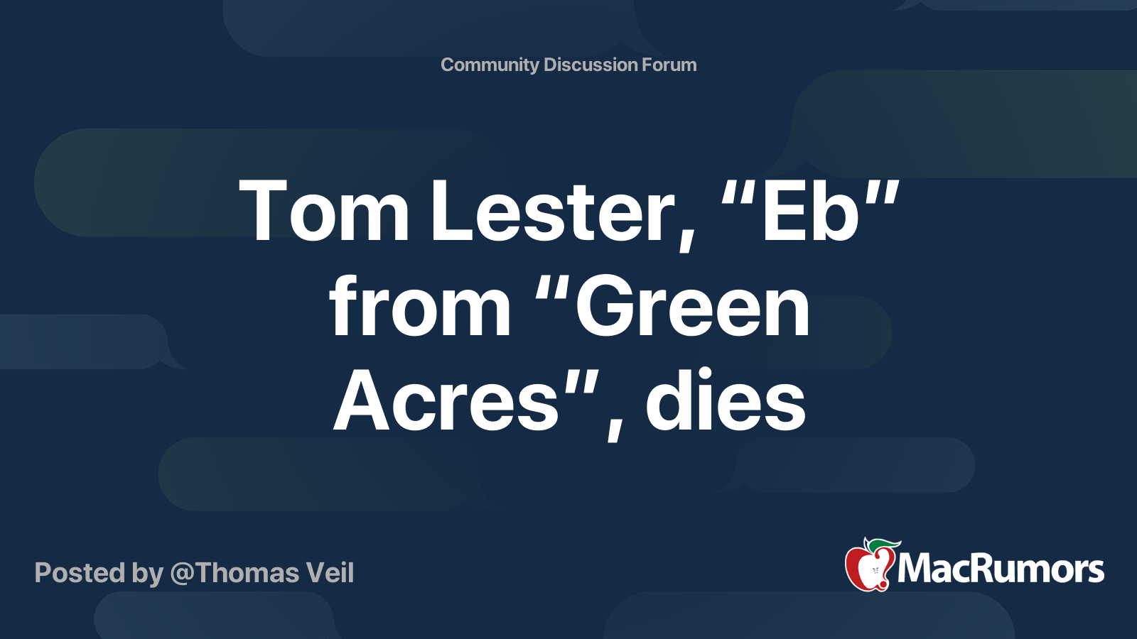 Tom Lester, “Eb” from “Green Acres”, dies | MacRumors Forums, image size:1600x900