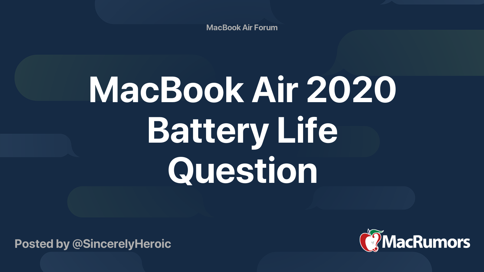 MacBook Air 2020 Battery Life Question | MacRumors Forums