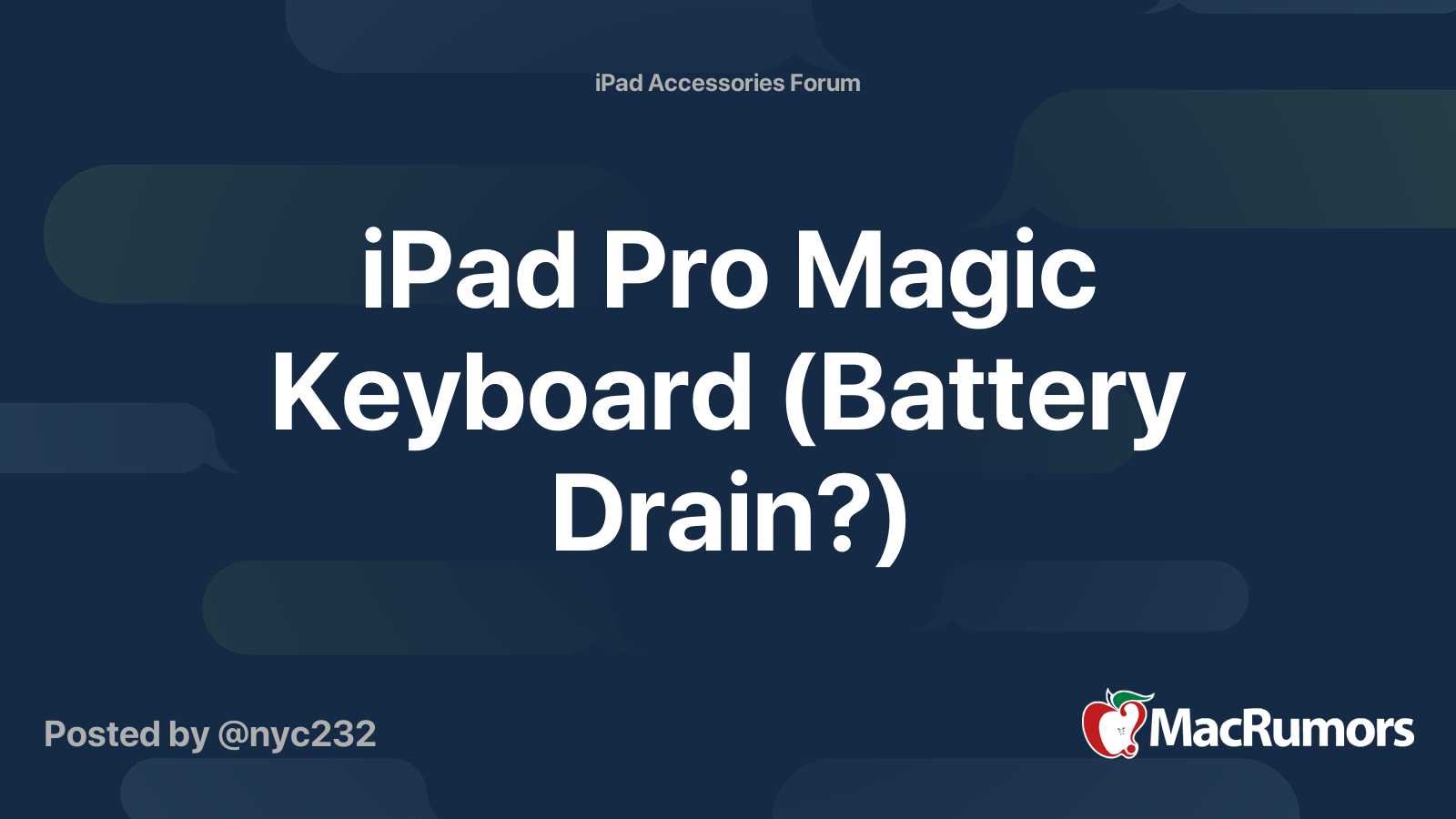 iPad Pro Magic Keyboard (Battery Drain?) MacRumors Forums