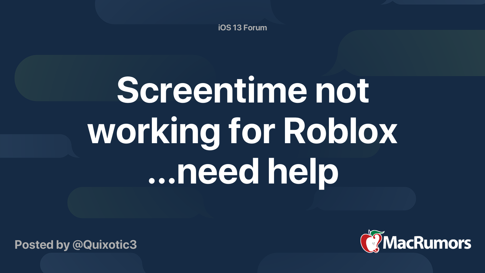 How To Play Roblox On Ipad Pro Screentime Not Working For Roblox Need Help Macrumors Forums