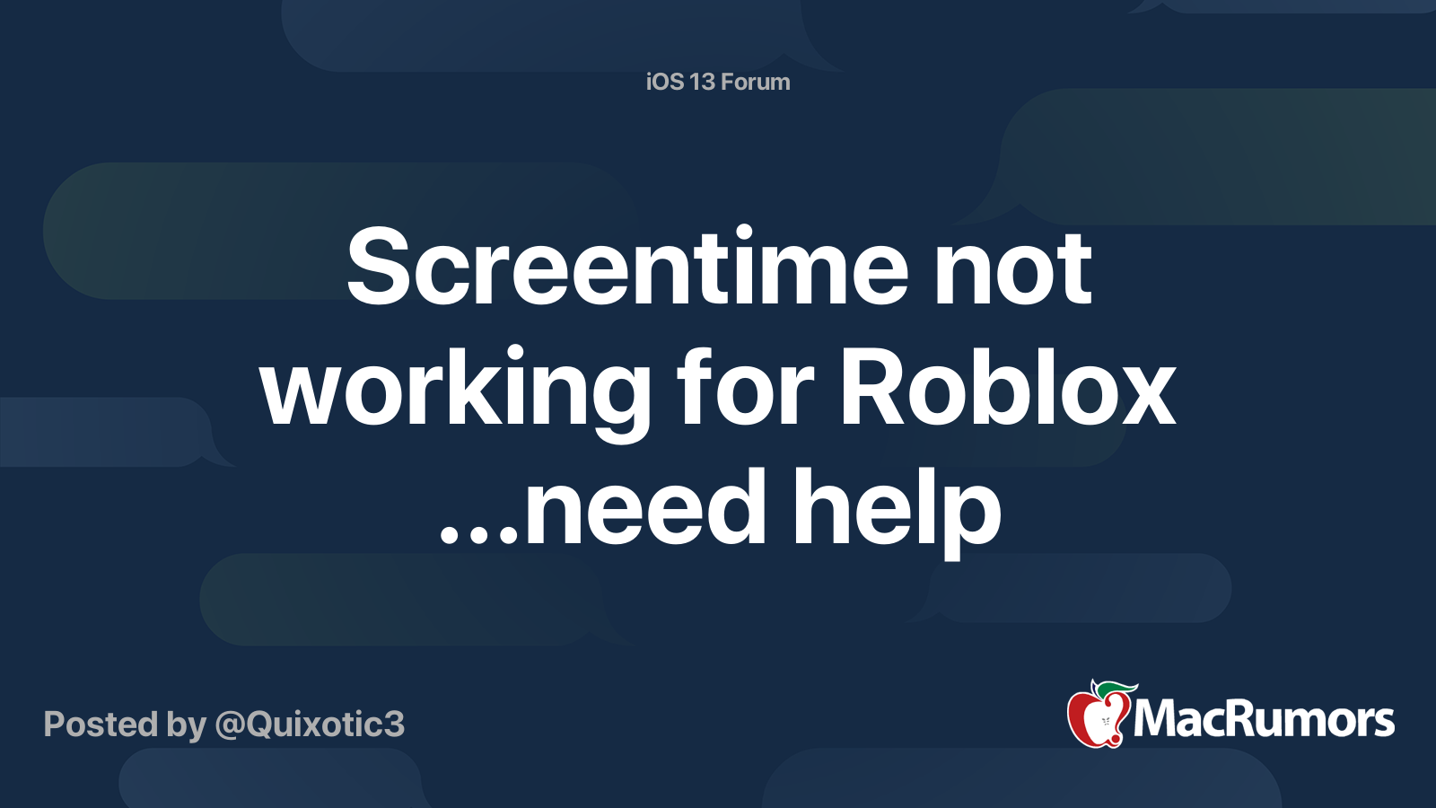 Screentime Not Working For Roblox Need Help Macrumors Forums
