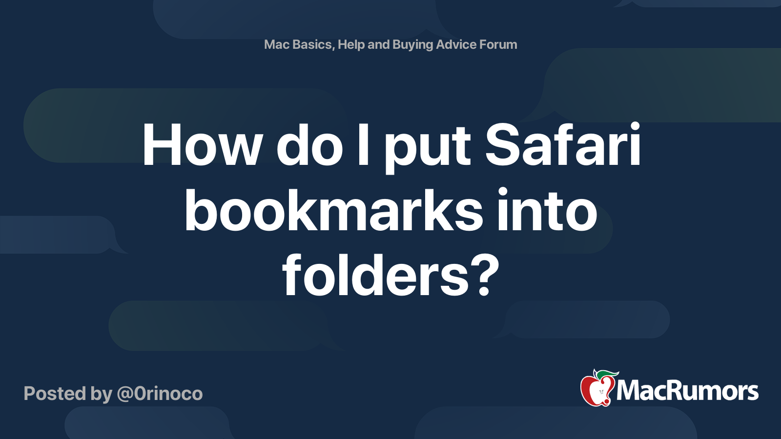 How do I put Safari bookmarks into folders? MacRumors Forums