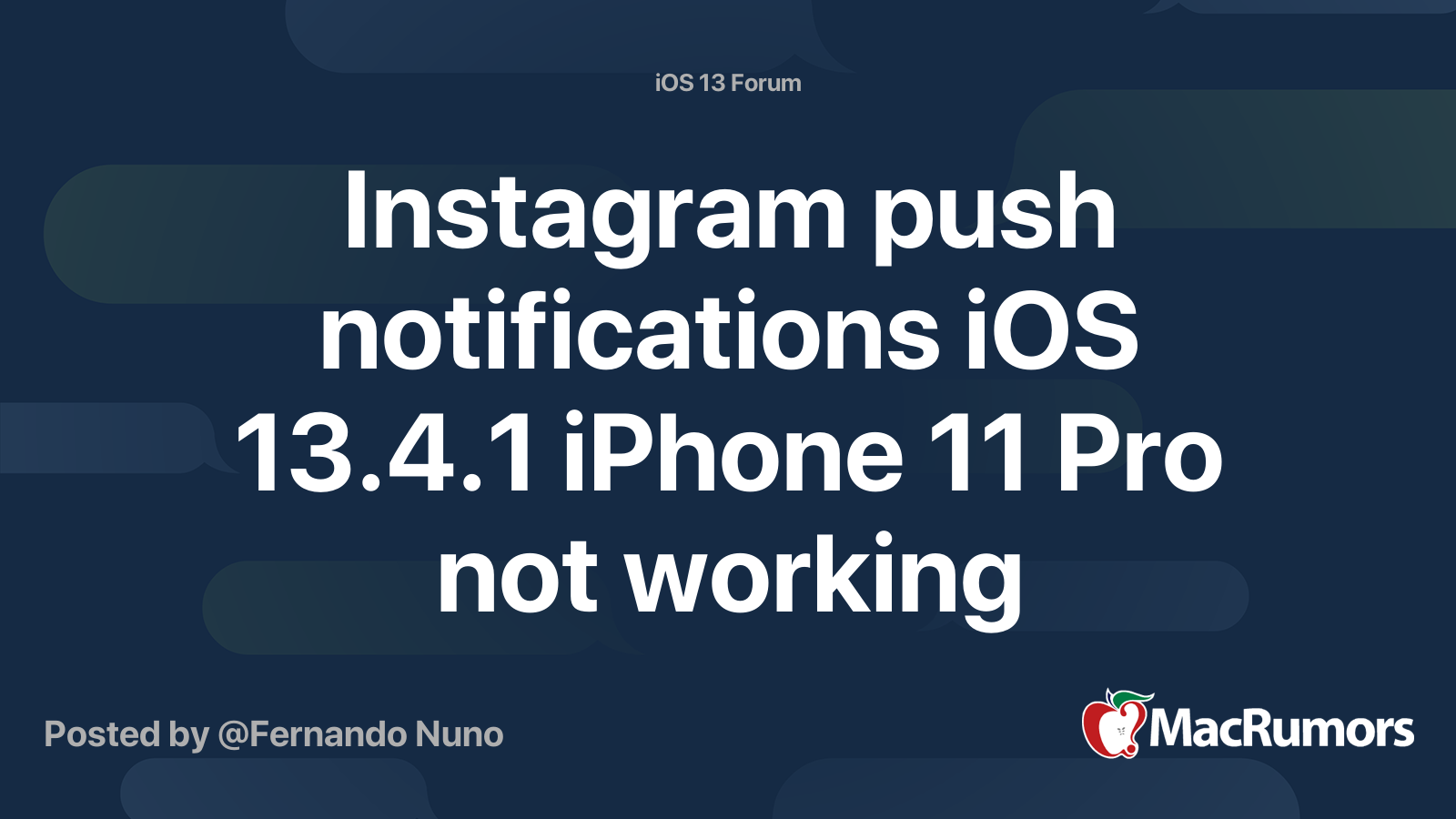 Instagram push notifications iOS 13.4.1 iPhone 11 Pro not working