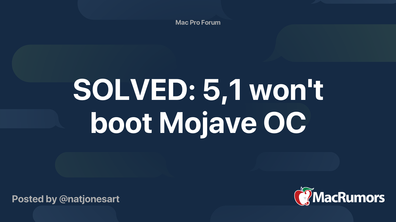 SOLVED: 5,1 won't boot Mojave OC | MacRumors Forums