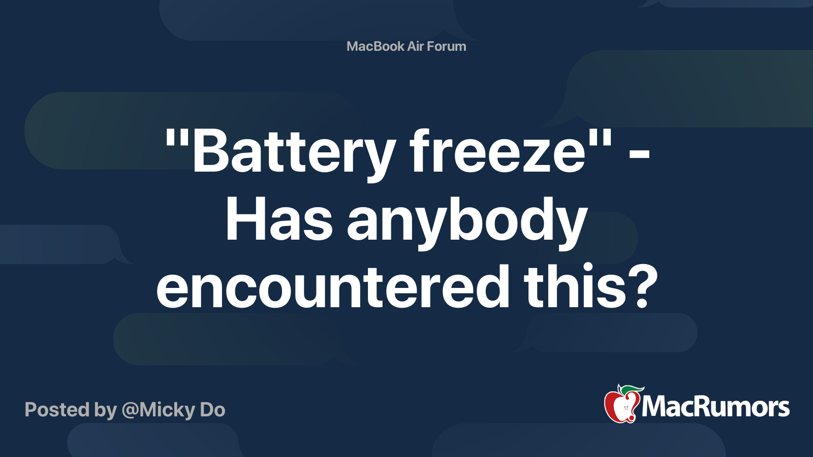 "Battery freeze" Has anybody encountered this? MacRumors Forums
