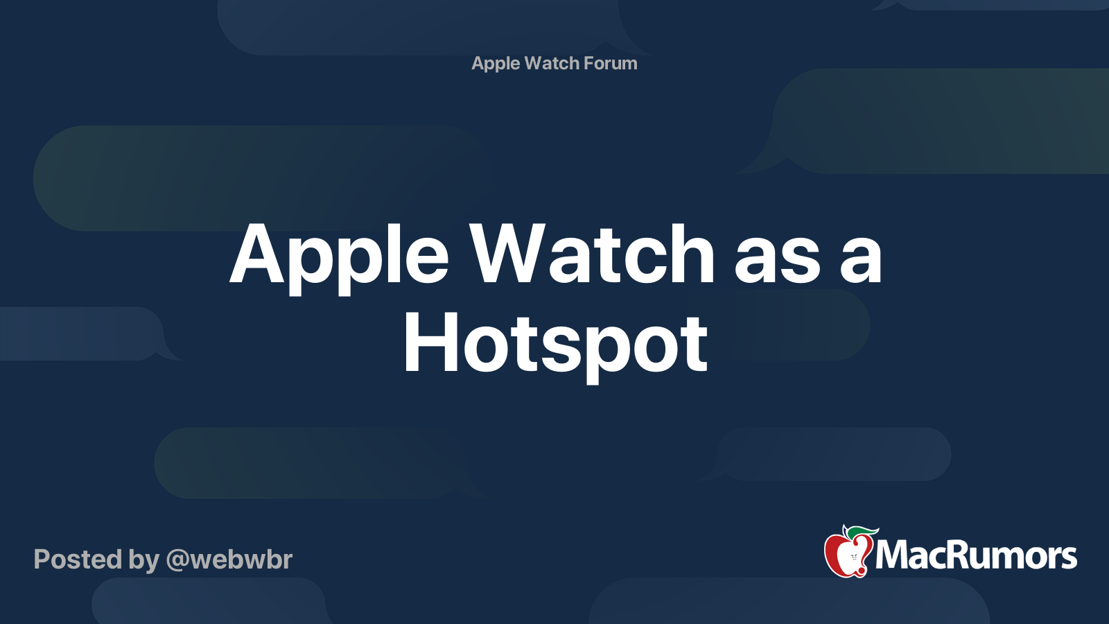 Apple Watch as a Hotspot MacRumors Forums