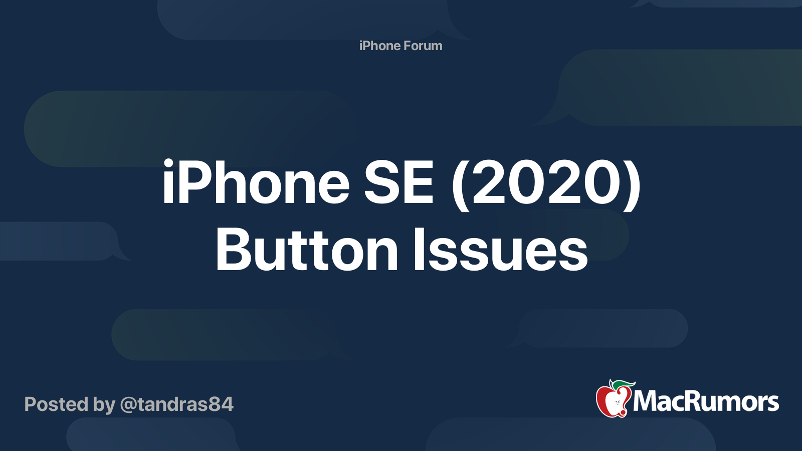 iPhone SE (2020) Button Issues | MacRumors Forums