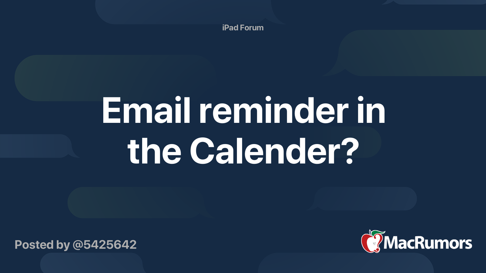 Email reminder in the Calender? | MacRumors Forums
