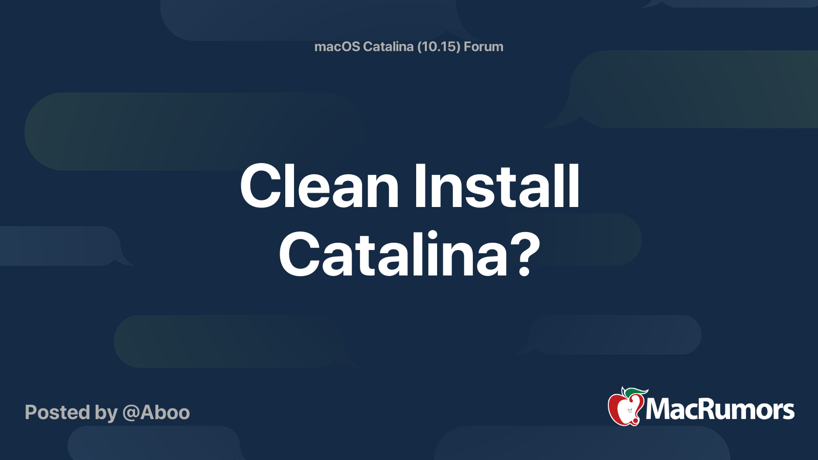 Clean Install Catalina MacRumors Forums