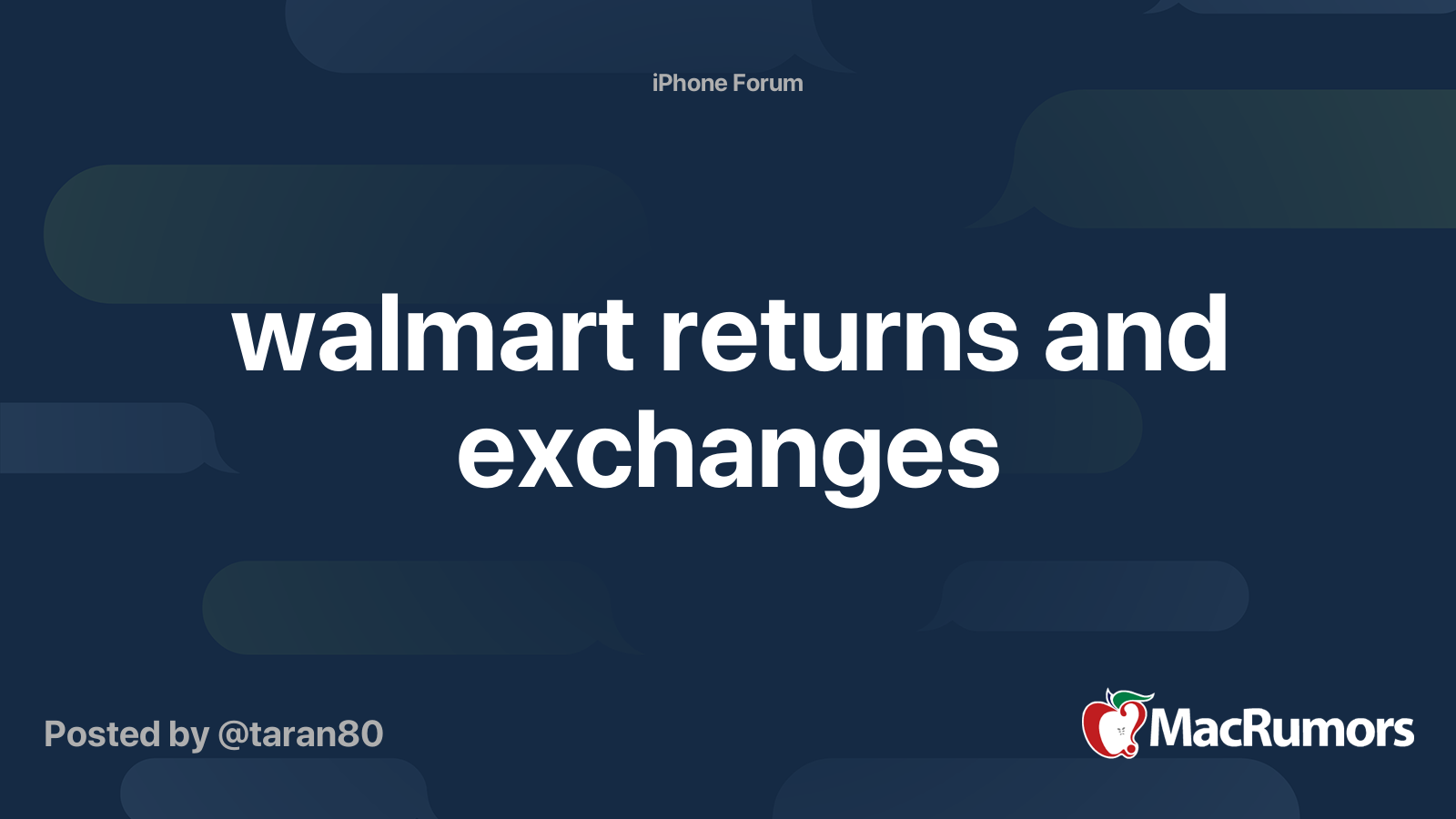 walmart returns and exchanges MacRumors Forums
