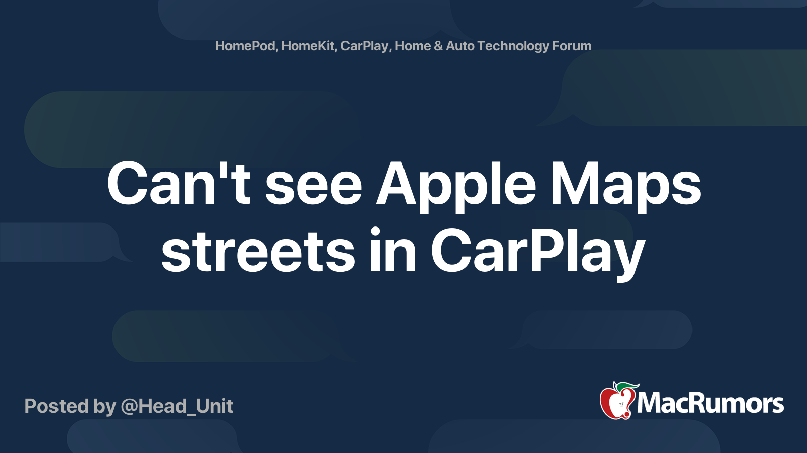 Can't see Apple Maps streets in CarPlay MacRumors Forums