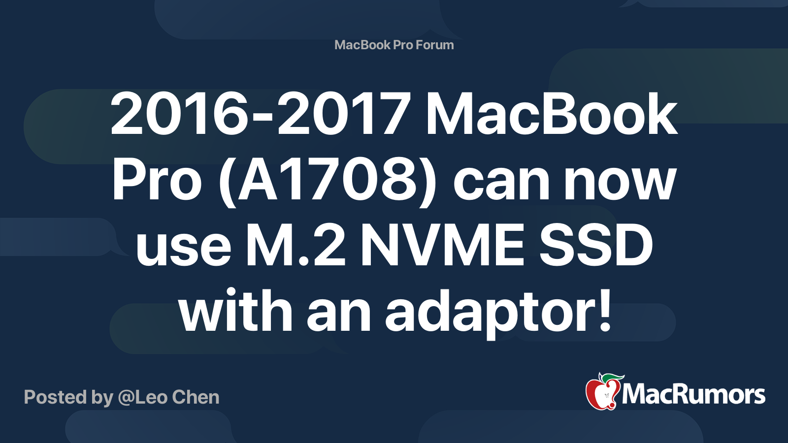 2016 2017 Macbook Pro A1708 Can Now Use M 2 Nvme Ssd With An Adaptor Macrumors Forums