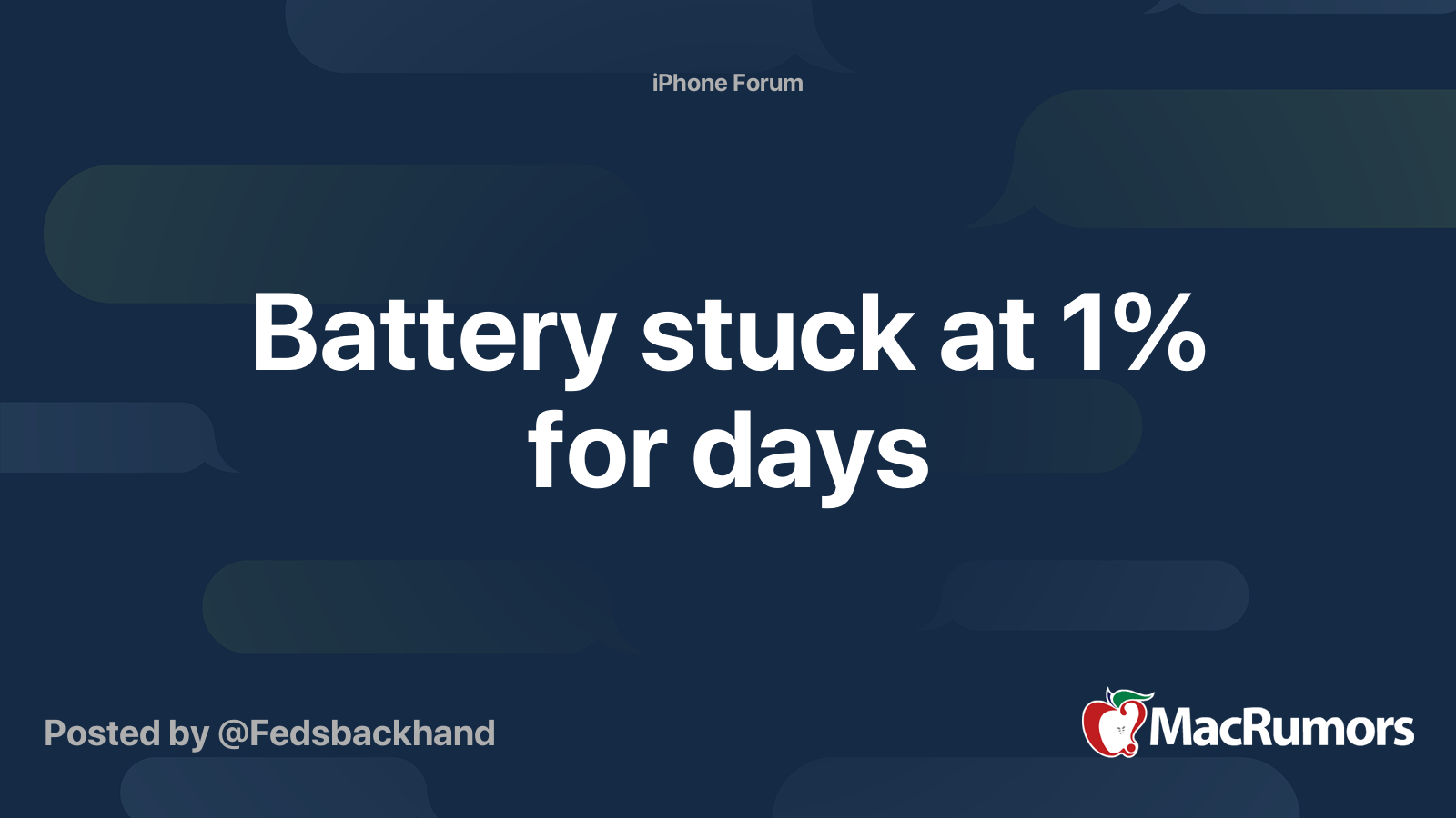 Battery stuck at 1 for days MacRumors Forums