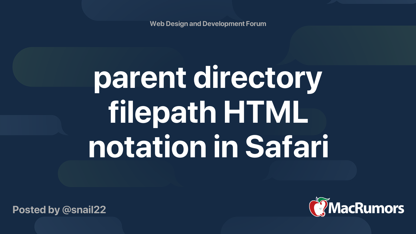 parent directory filepath HTML notation in Safari | MacRumors Forums